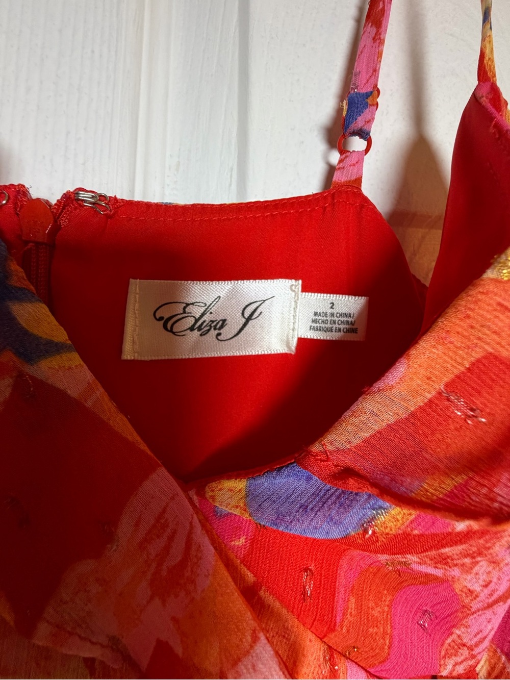 Eliza J Floral Ruffle Maxi Dress Pink Orange Size 2 NWT - Picture 6 of 9